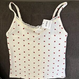 Cotton On White and Red Tank Top